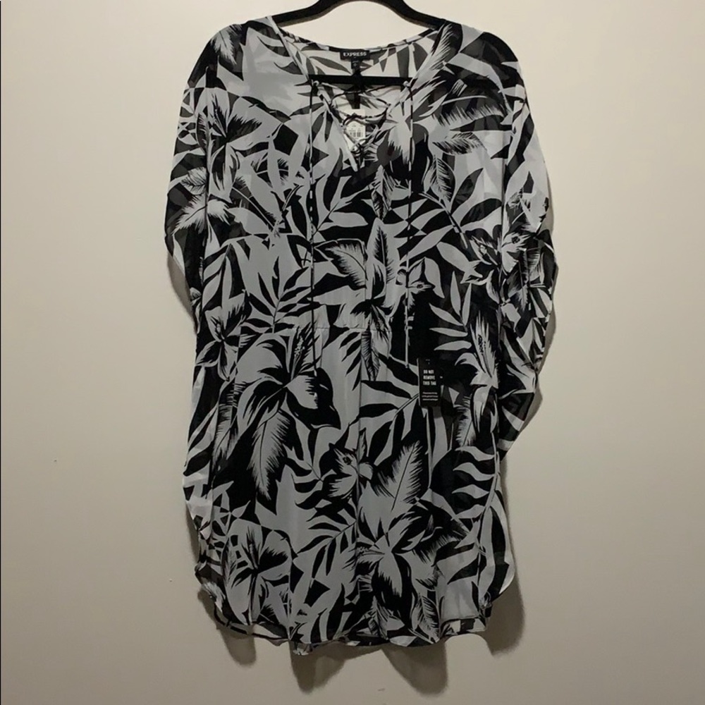 Express Printed Butterfly Sleeve Dress